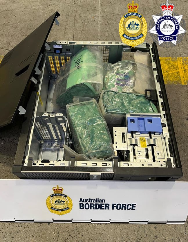 PC allegedly containing methamphetamine. Image: Australian Federal Police and Australian Border Force PC allegedly containing methamphetamine. Image: Australian Federal Police and Australian Border Force